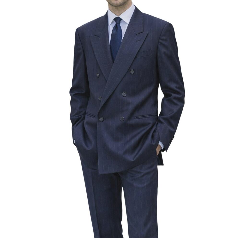 Bartolini Suit Jacket Blazer Mens 44R Navy Blue Striped Wool Formal Office